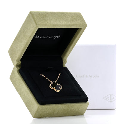 Van Cleef & Arpels 18K Yellow Gold Black Onyx Vintage Alhambra Pendant Necklace 6 of 6