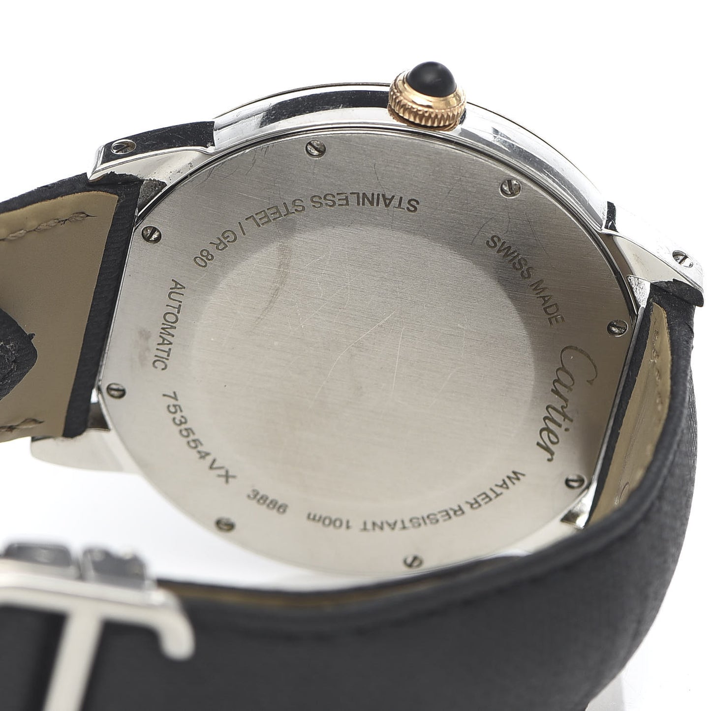 Stainless Steel 18K Pink Gold Calfskin 42mm Ronde Croisiere De Cartier Automatic Watch Grey
