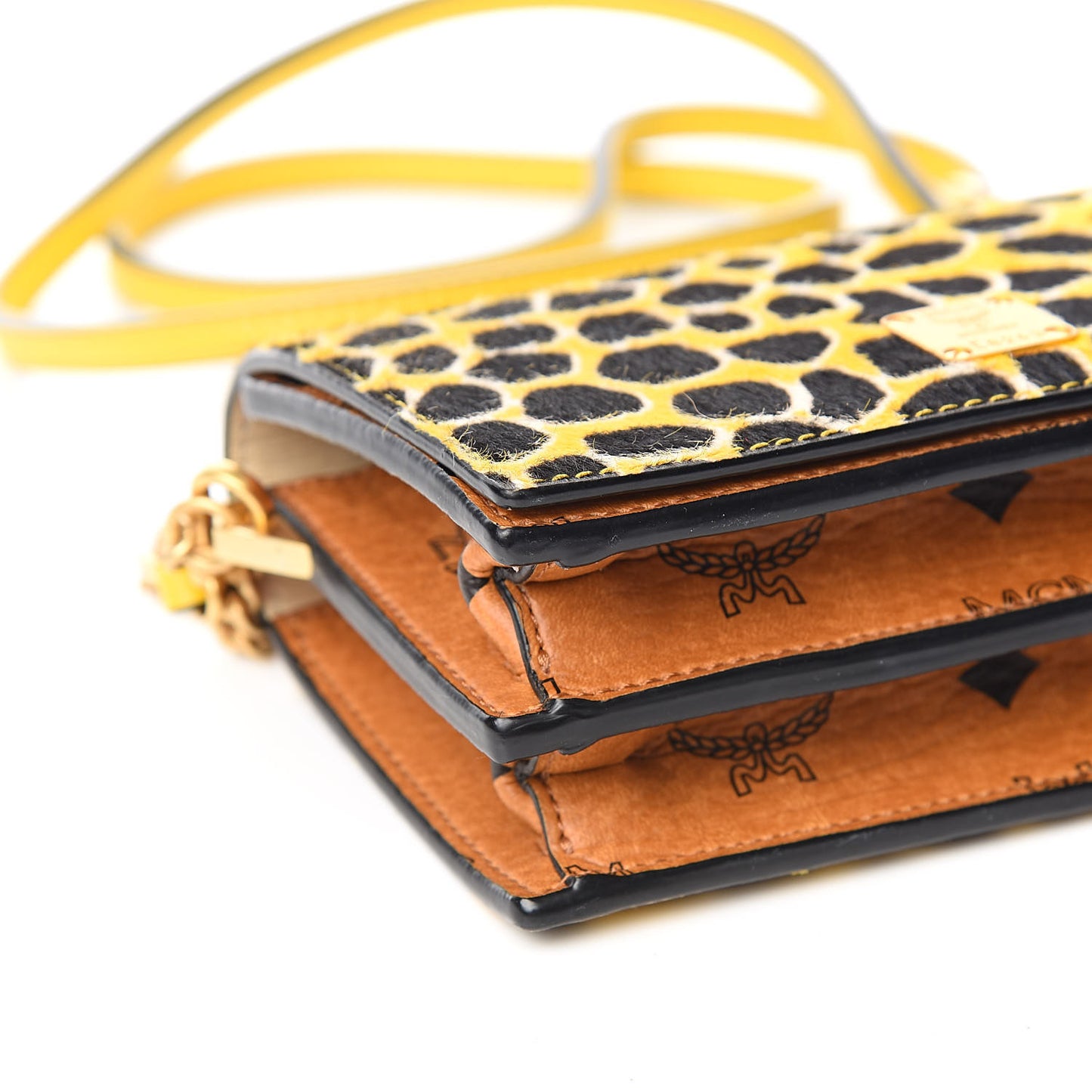 Visetos Calf Hair Giraffe Print Cross Body Yellow