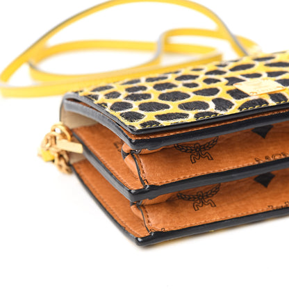 MCM Visetos Calf Hair Giraffe Print Cross Body Yellow 9 of 11