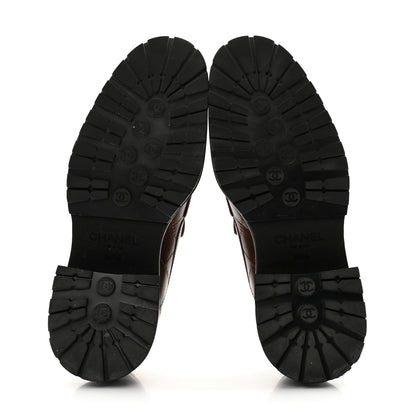 Chanel Calfskin Quilted CC Mocassin Loafers 38.5 Brown 5 of 10