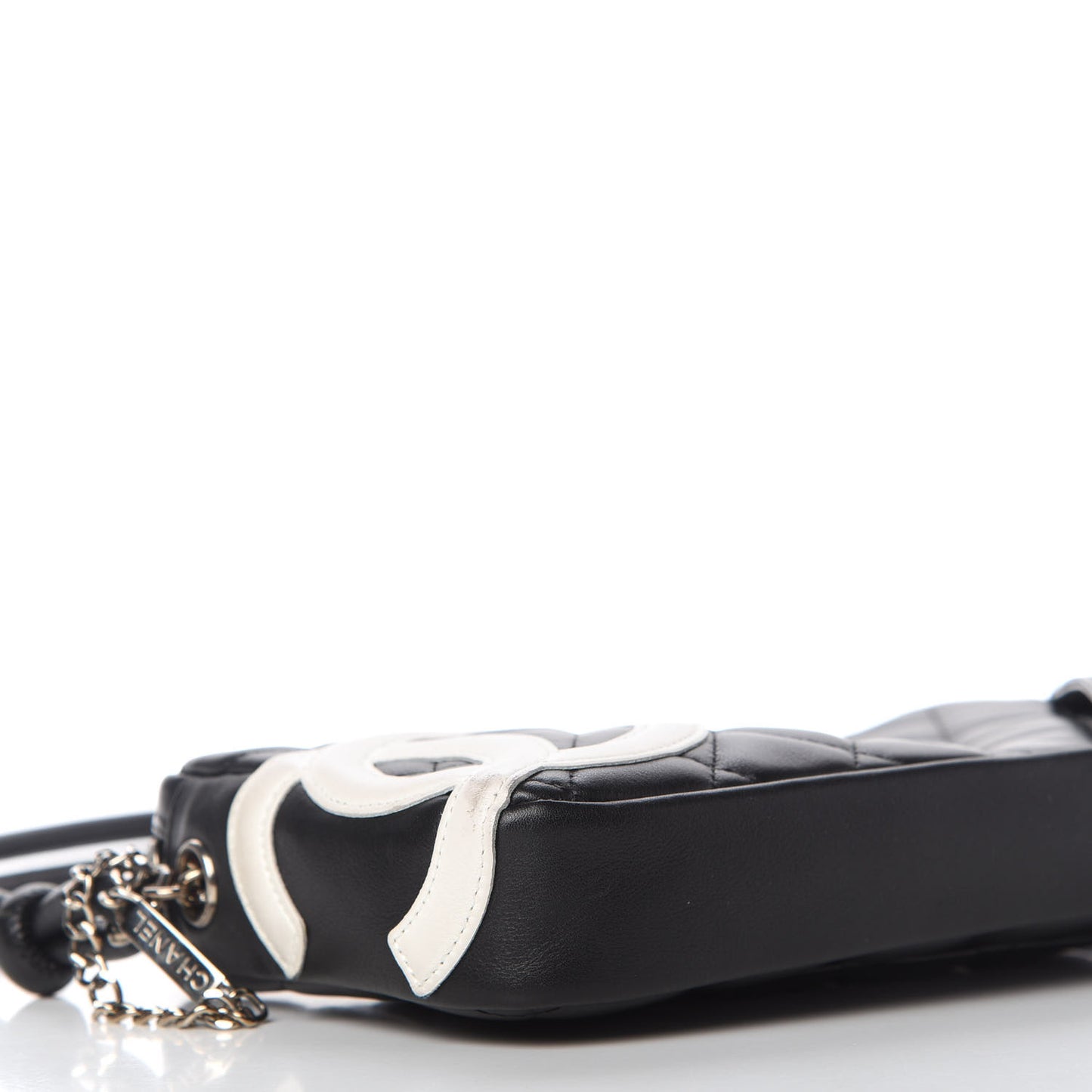 Calfskin Quilted Cambon Pochette Black White