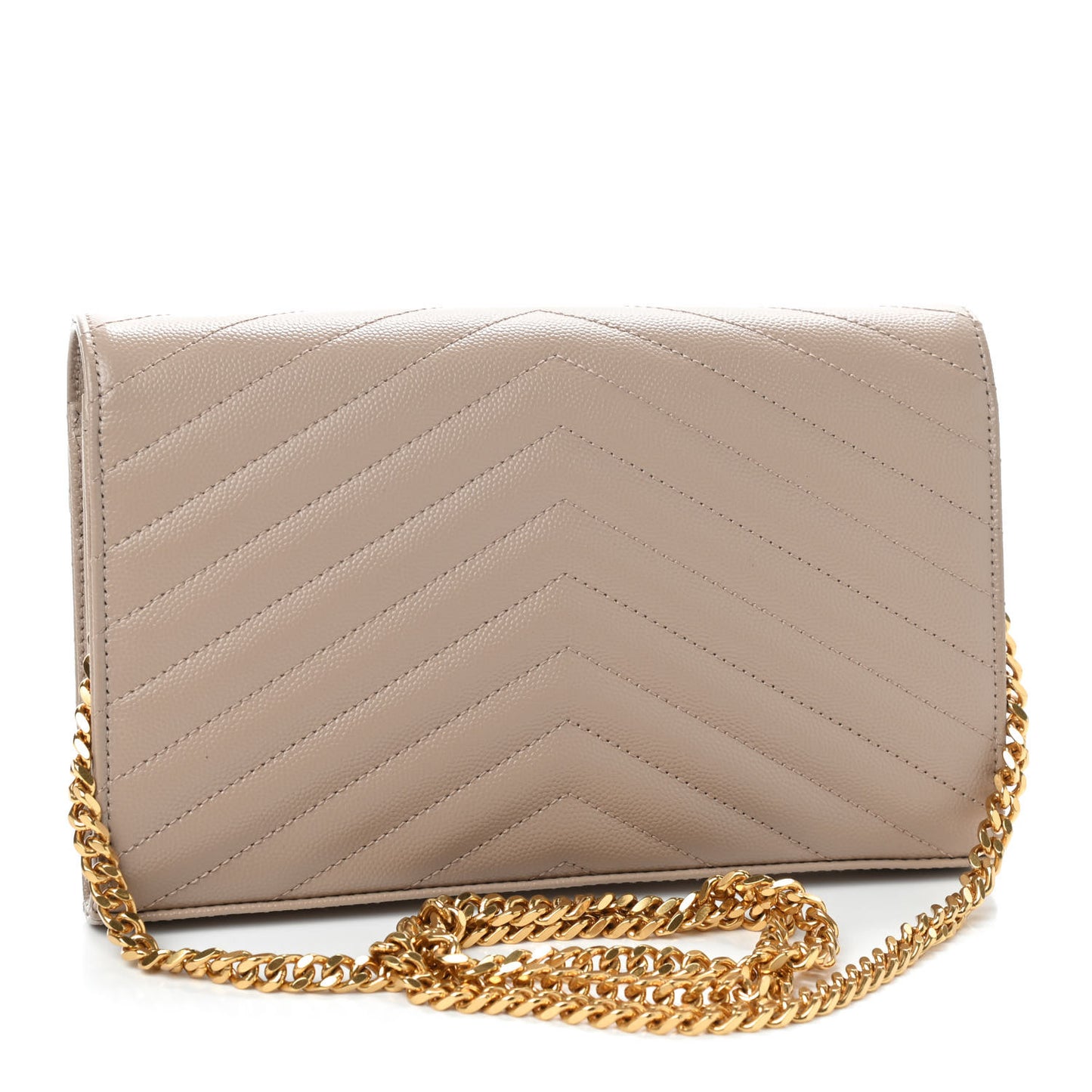 Grain De Poudre Matelasse Chevron Monogram Chain Wallet Nude Powder