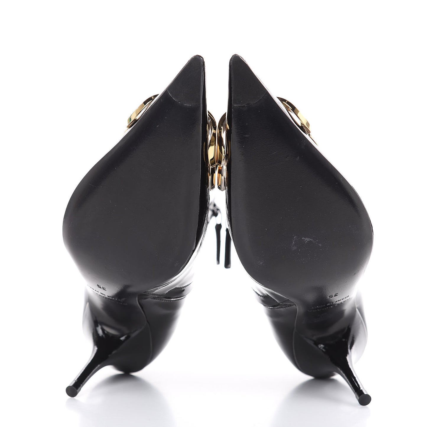 Patent BB Pointy Toe Ankle Booties 35 Black