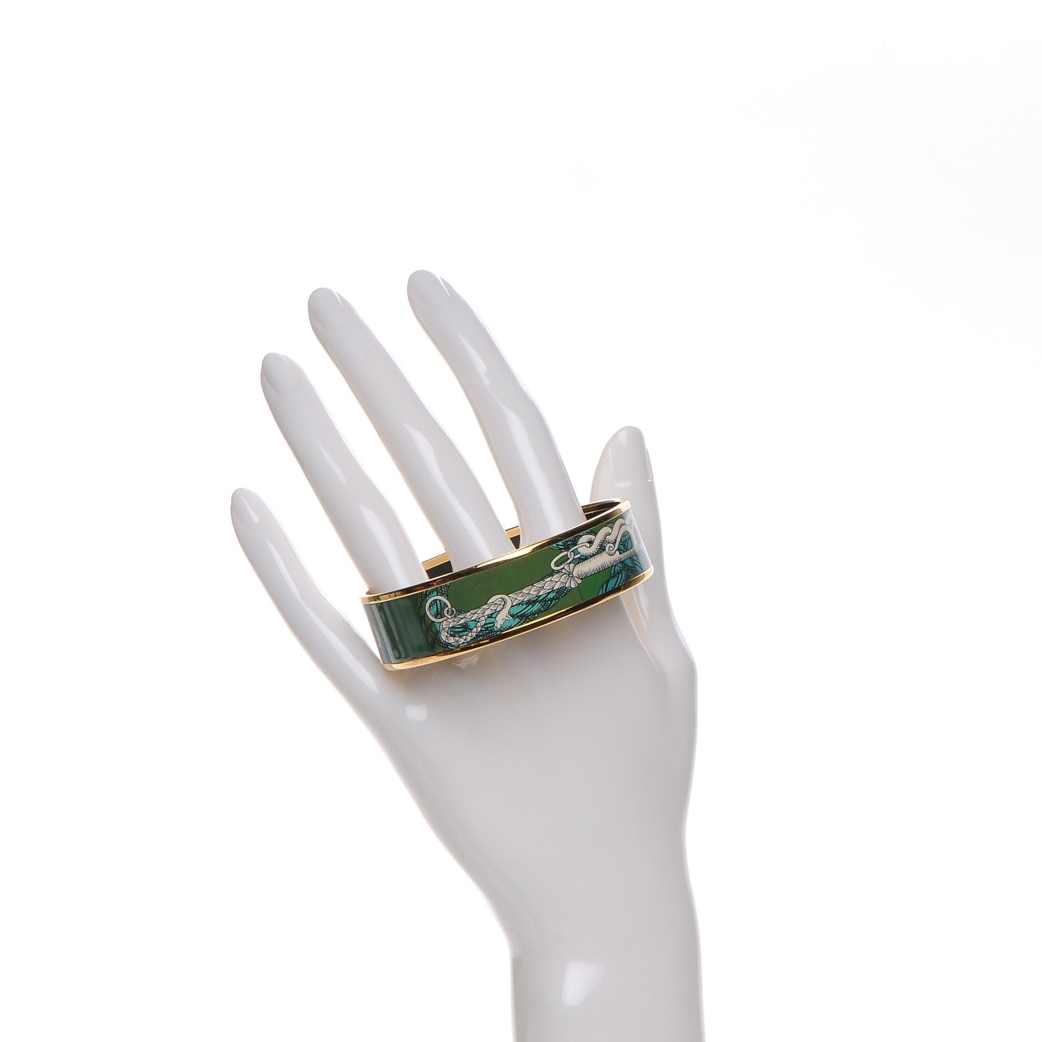 Hermes Enamel Printed Della Cavalleria Wide Bracelet 65 Foret 2 of 6