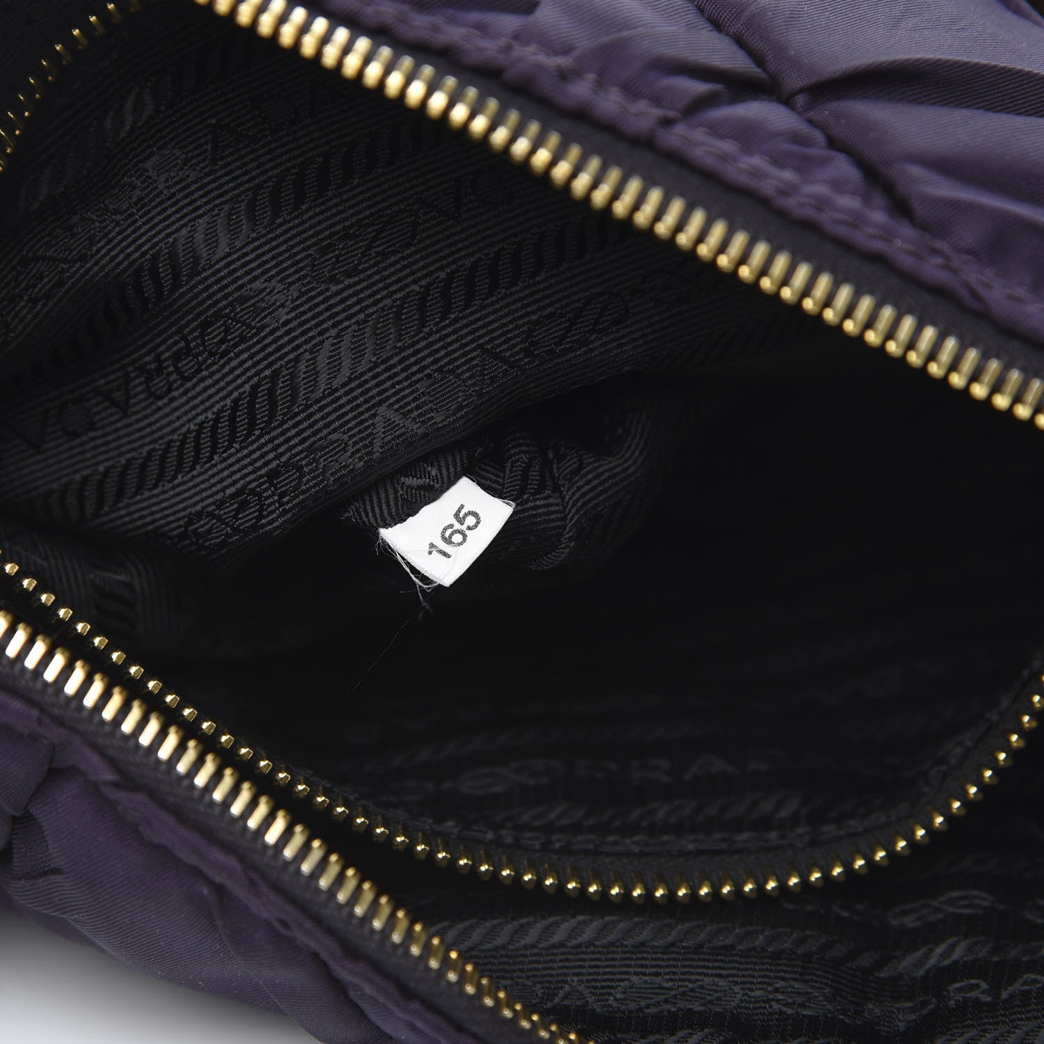 Prada Tessuto Nylon Chevron Quilted Shoulder Bag Plum 7 of 11