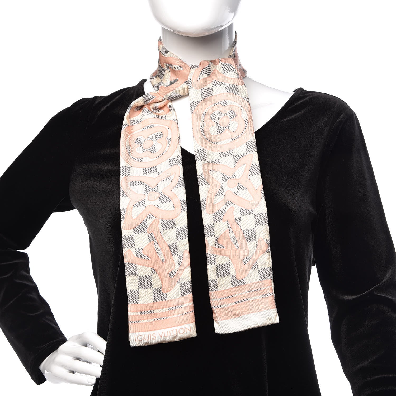 Louis Vuitton Silk Damier Azur Tahitienne Bandeau Rose Ballerine 2 of 5