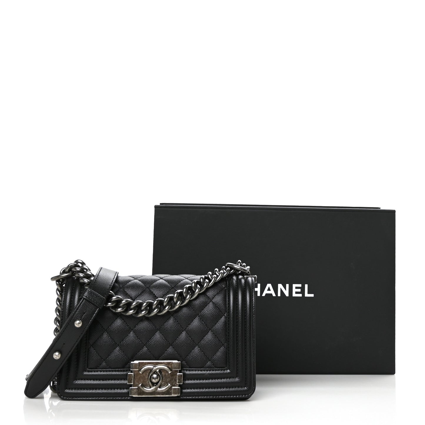 Caviar Quilted Small Boy Flap Black
