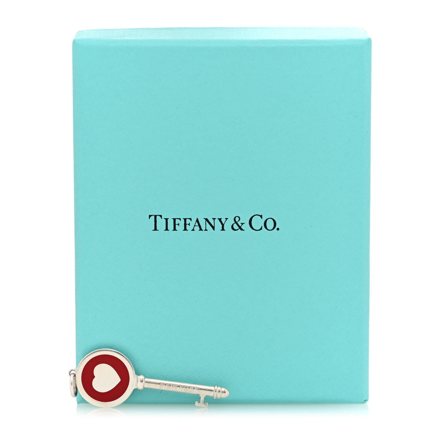 Sterling Silver Enamel Heart Key Pendant Red