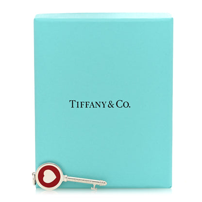 Tiffany Sterling Silver Enamel Heart Key Pendant Red 4 of 4