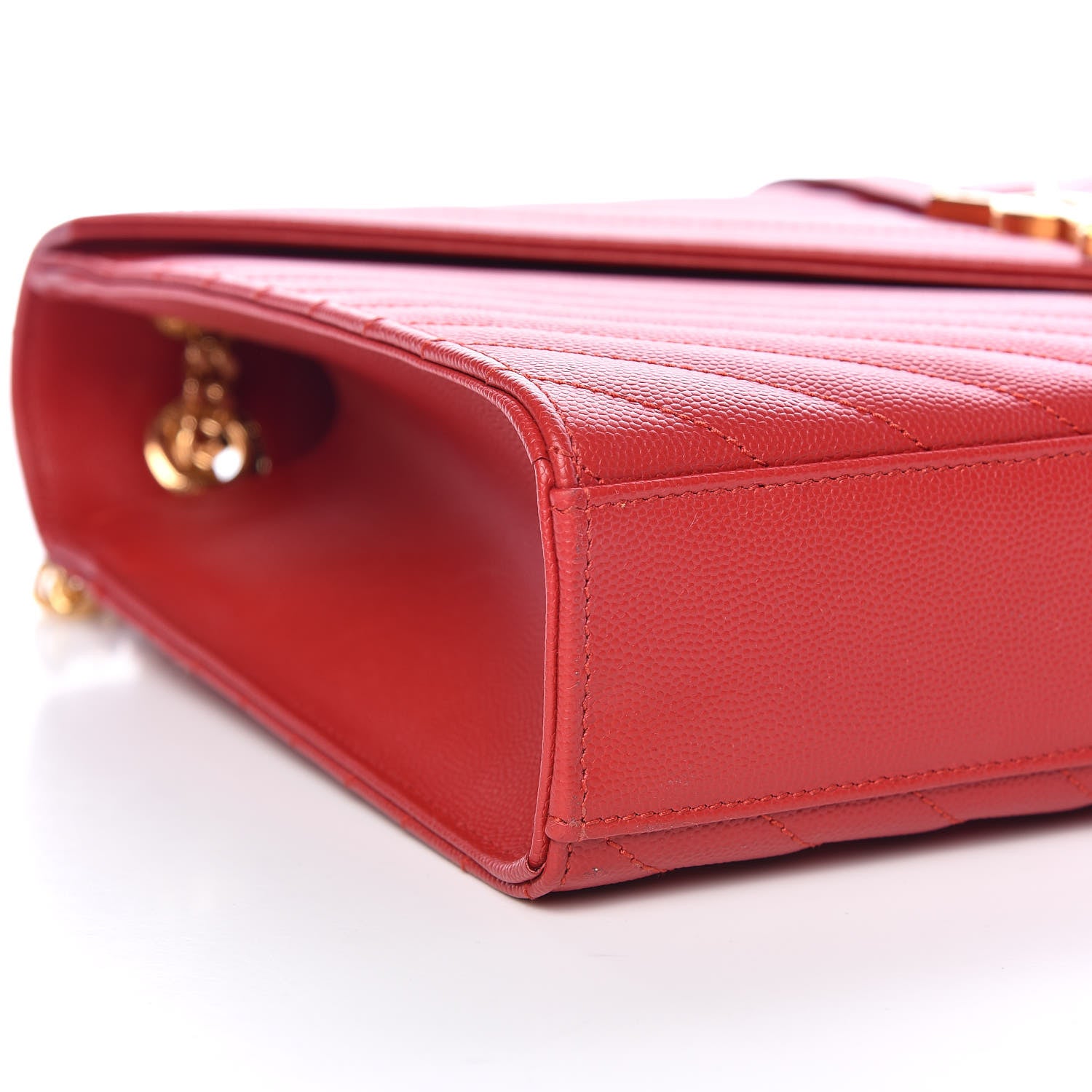 Saint Laurent Grain De Poudre Matelasse Chevron Large Monogram Satchel New Red 9 of 10