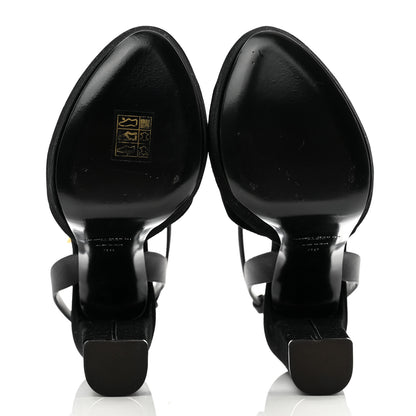 Saint Laurent Velvet Jodie Platform Sandals 36 Black 5 of 14