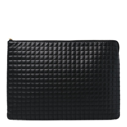 Celine Calfskin Quilted C Charm Pouch Black 1 of 10