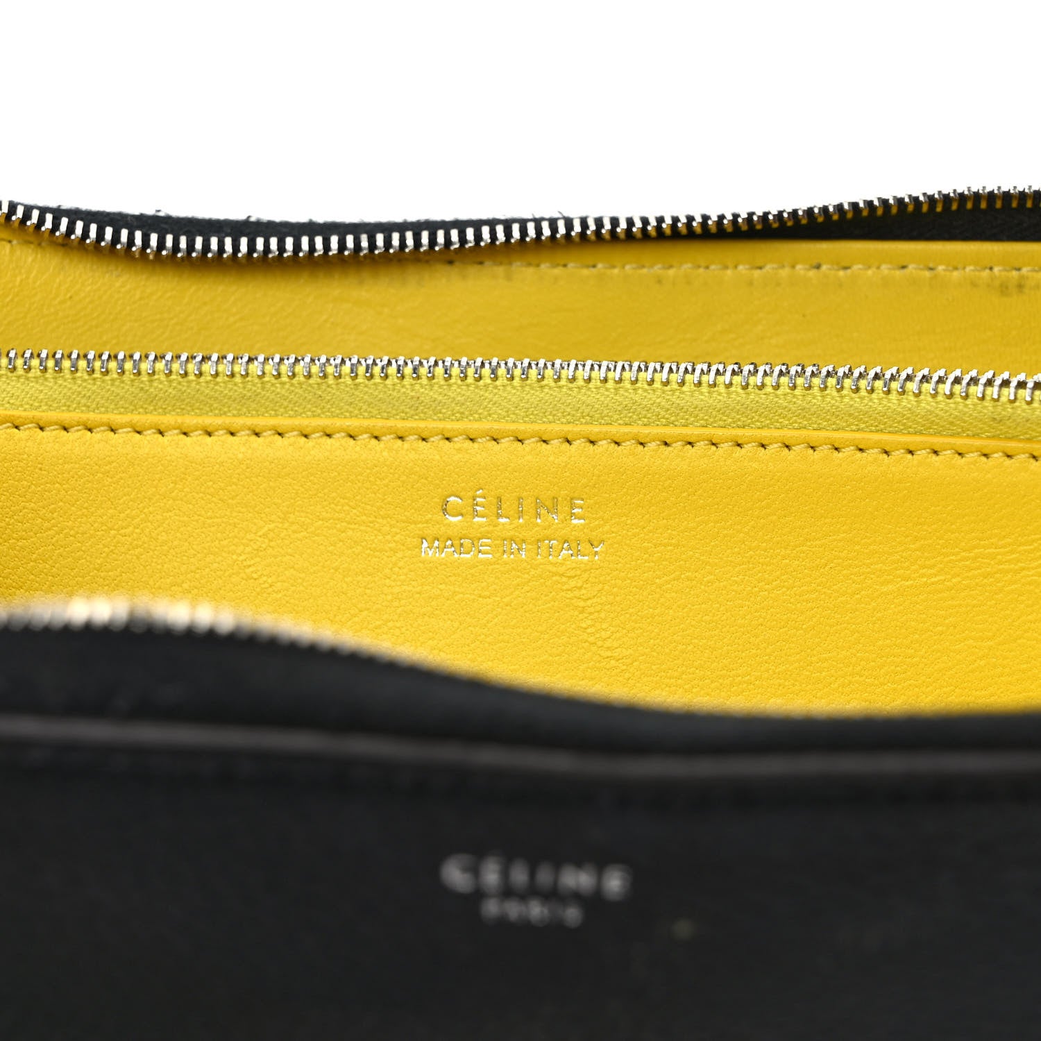 Celine Calfskin Large Zip Around Multifunction Wallet Black Citron 6 of 10