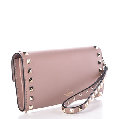 Valentino Garavani Calfskin Rockstud Wristlet Travel Wallet Poudre 3 of 9