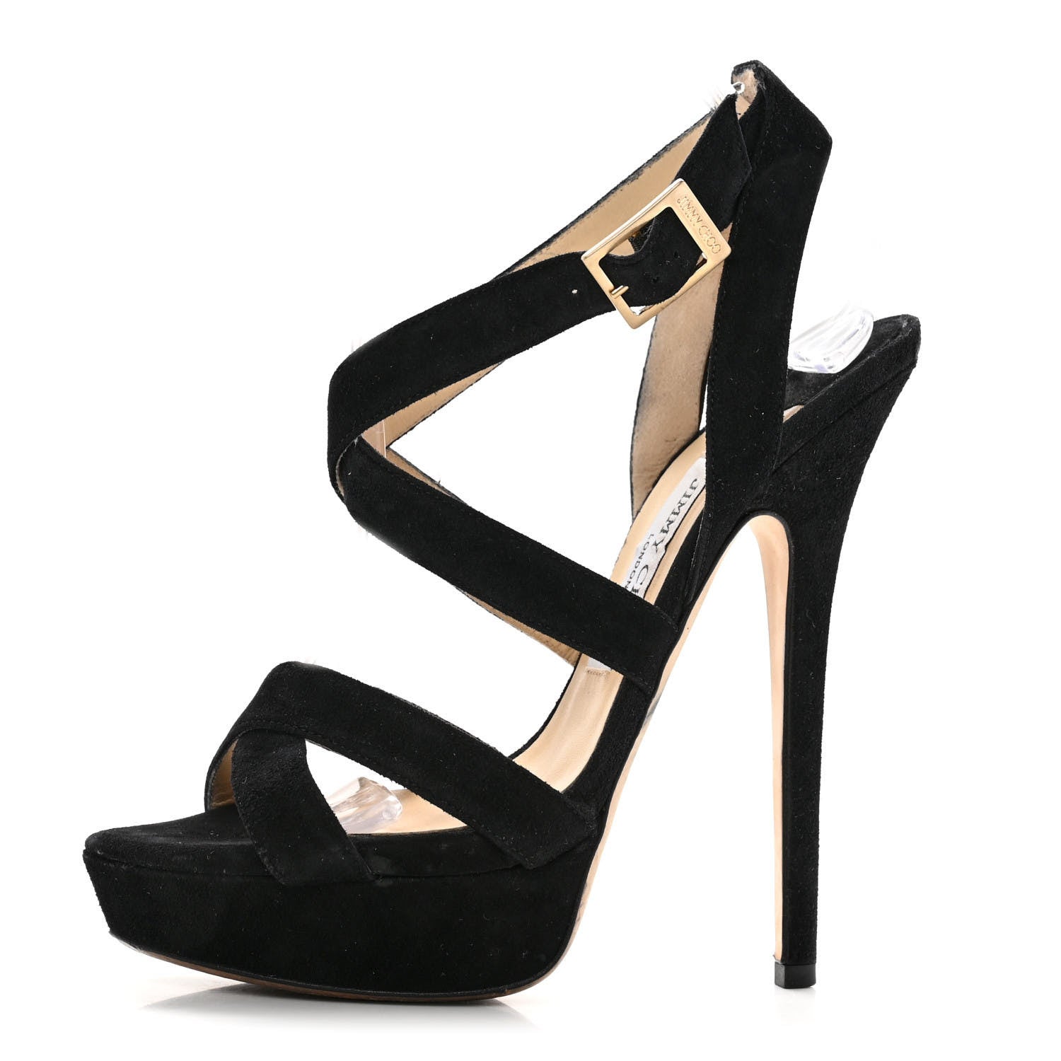 Jimmy Choo Suede Vamp Platform Sandals 38 Black 1 of 8