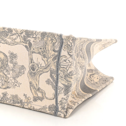 Christian Dior Canvas Embroidered Medium Dioriviera Toile De Jouy Book Tote Gray 8 of 8