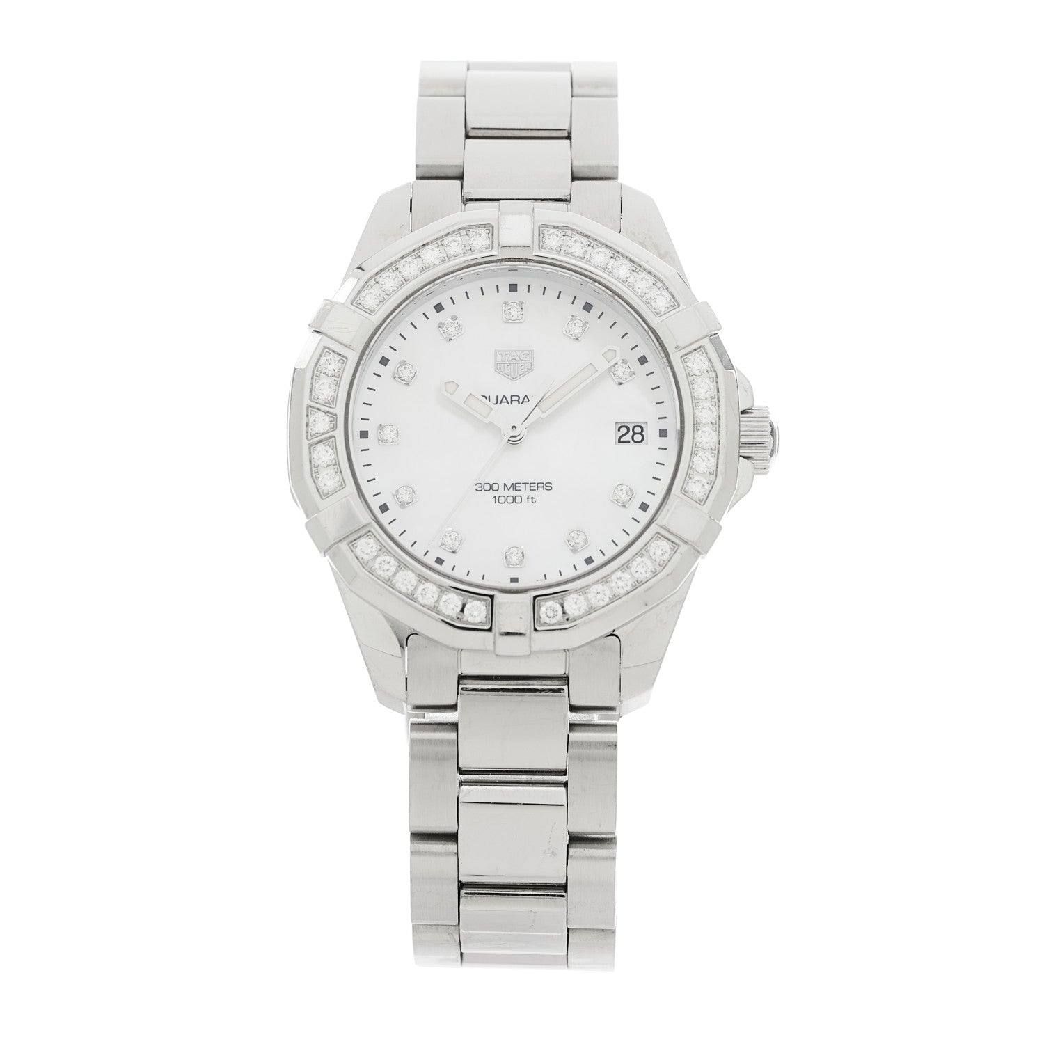 Tag Heuer Stainless Steel Diamond Bezel Mother of Pearl 36mm Aquaracer Lady Quartz Watch WBD131C 1 of 5