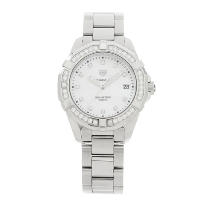 Tag Heuer Stainless Steel Diamond Bezel Mother of Pearl 36mm Aquaracer Lady Quartz Watch WBD131C 1 of 5
