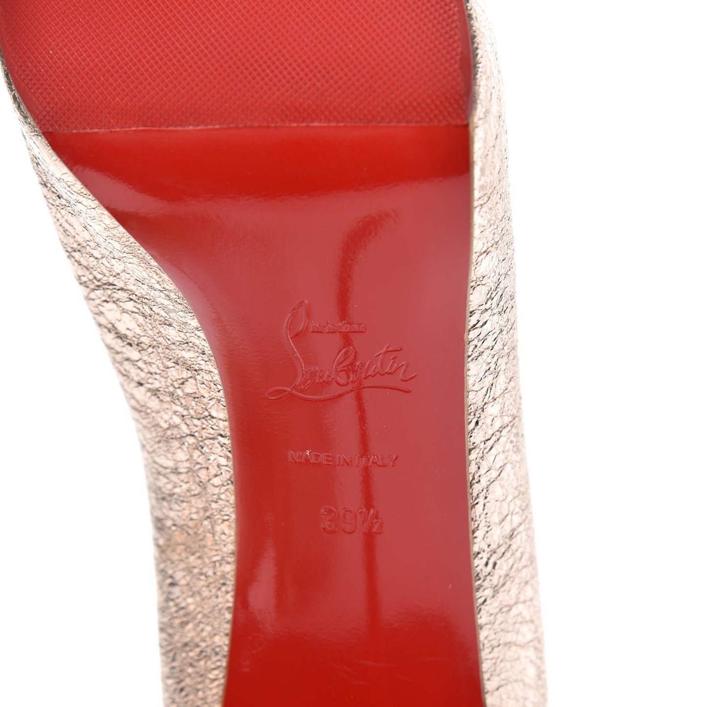 Metallic Crinkled Nappa Platform Peep Toe Pumps 39.5 Rose Gold