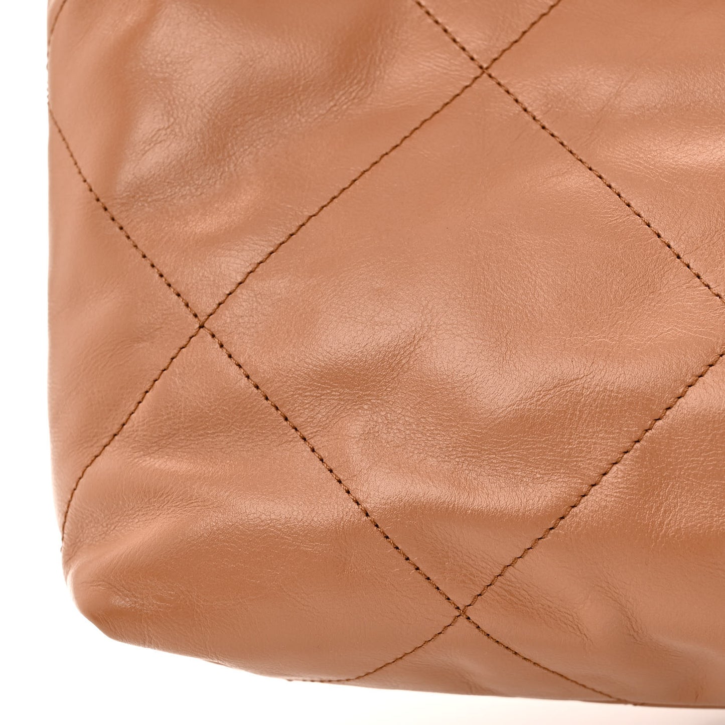 Shiny Calfskin Quilted Chanel 22 Camel