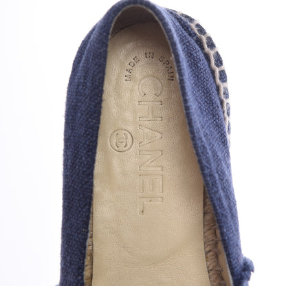 Chanel Denim Toile CC Espadrilles 35 Navy Black 9 of 12