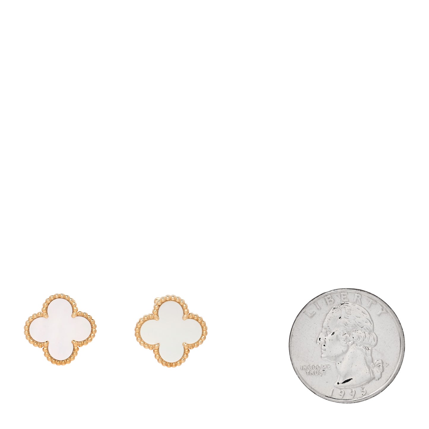 18K Yellow Gold Mother of Pearl Vintage Alhambra Earrings