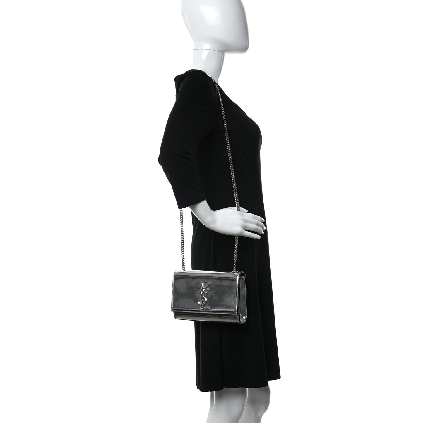 Vinyl Mirror Small Classic Monogram Kate Satchel Argento