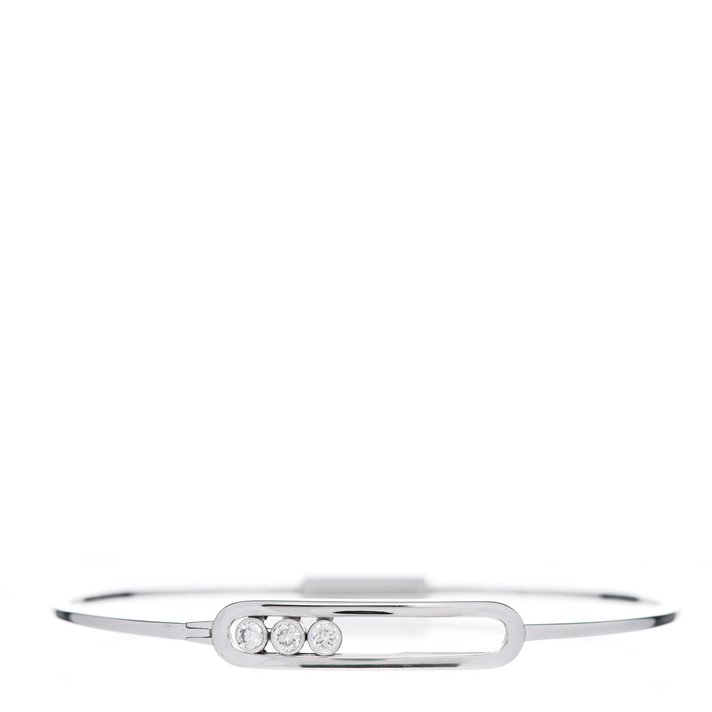 18K White Gold Diamond Thin Move Bangle Bracelet