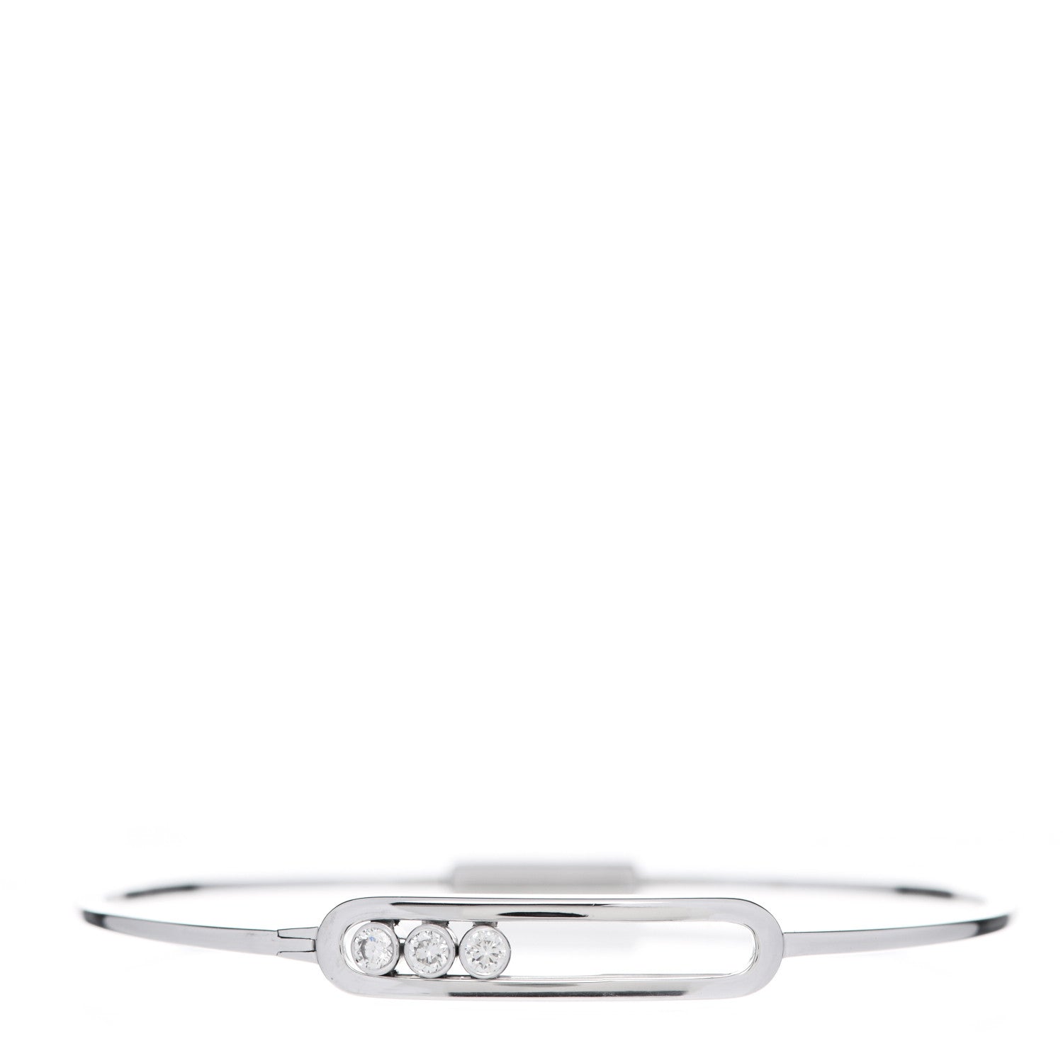 Messika 18K White Gold Diamond Thin Move Bangle Bracelet 3 of 6