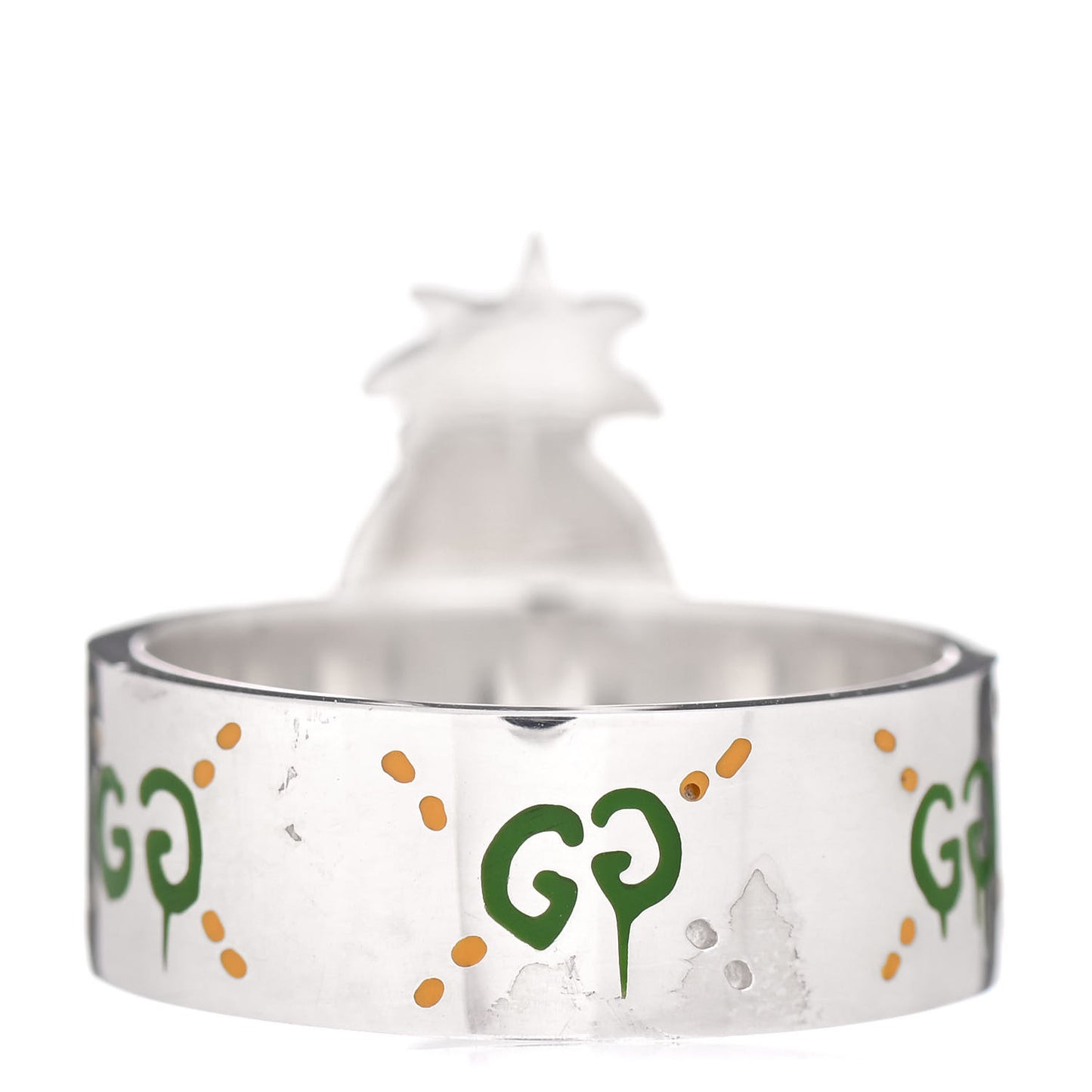 Sterling Silver Enamel GucciGhost Pineapple Ring 65 11