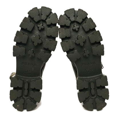 Prada Spazzolato Rois Re-Nylon Metal Triangle Logo Monolith Pouch Pocket 55mm Boots 40.5 Militare 5 of 9