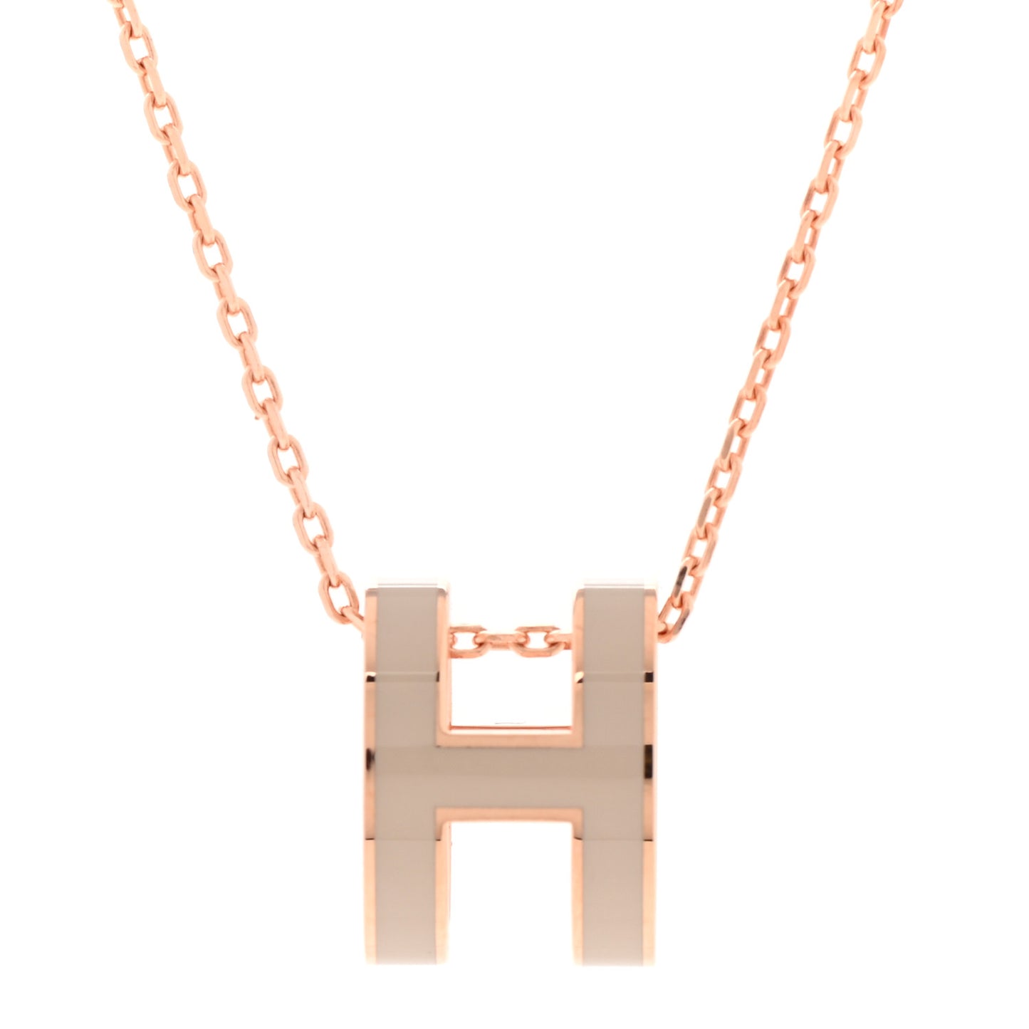 Lacquered Rose Gold Pop H Pendant Necklace Marron Glace