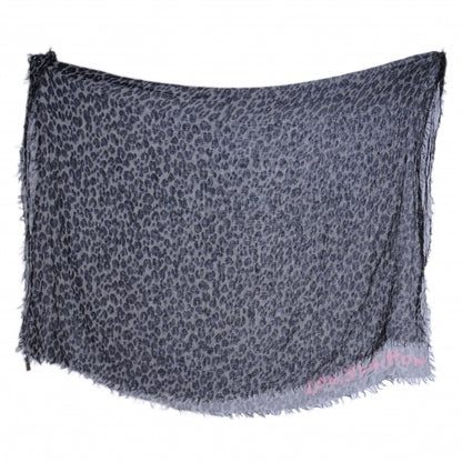 Louis Vuitton Cashmere Silk Leopard Stole Blue 2 of 6