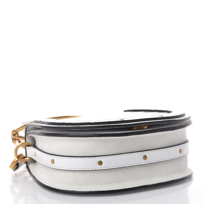 Chloe Suede Calfskin Crocodile Embossed Small Nile Bracelet Bag Brilliant White 4 of 11