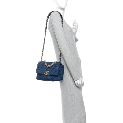 Chanel Denim Quilted Medium Chanel 19 Flap  Blue 2 of 10