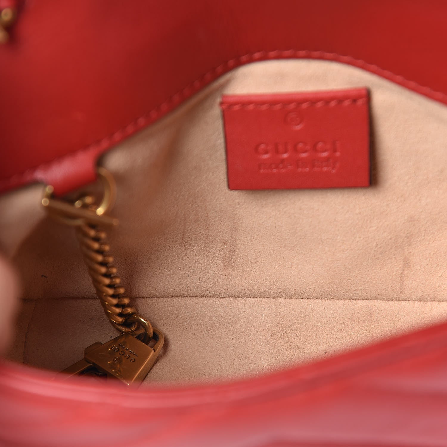 Gucci Calfskin Matelasse Super Mini GG Marmont Shoulder Bag Hibiscus Red 6 of 11