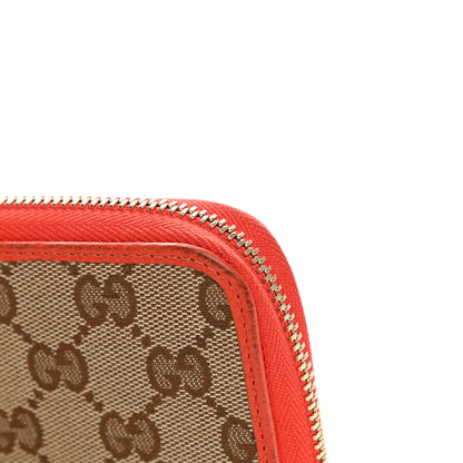 Gucci Monogram Dollar Calfskin Zip Around Wallet Beige Ebony Sun Orange 10 of 11