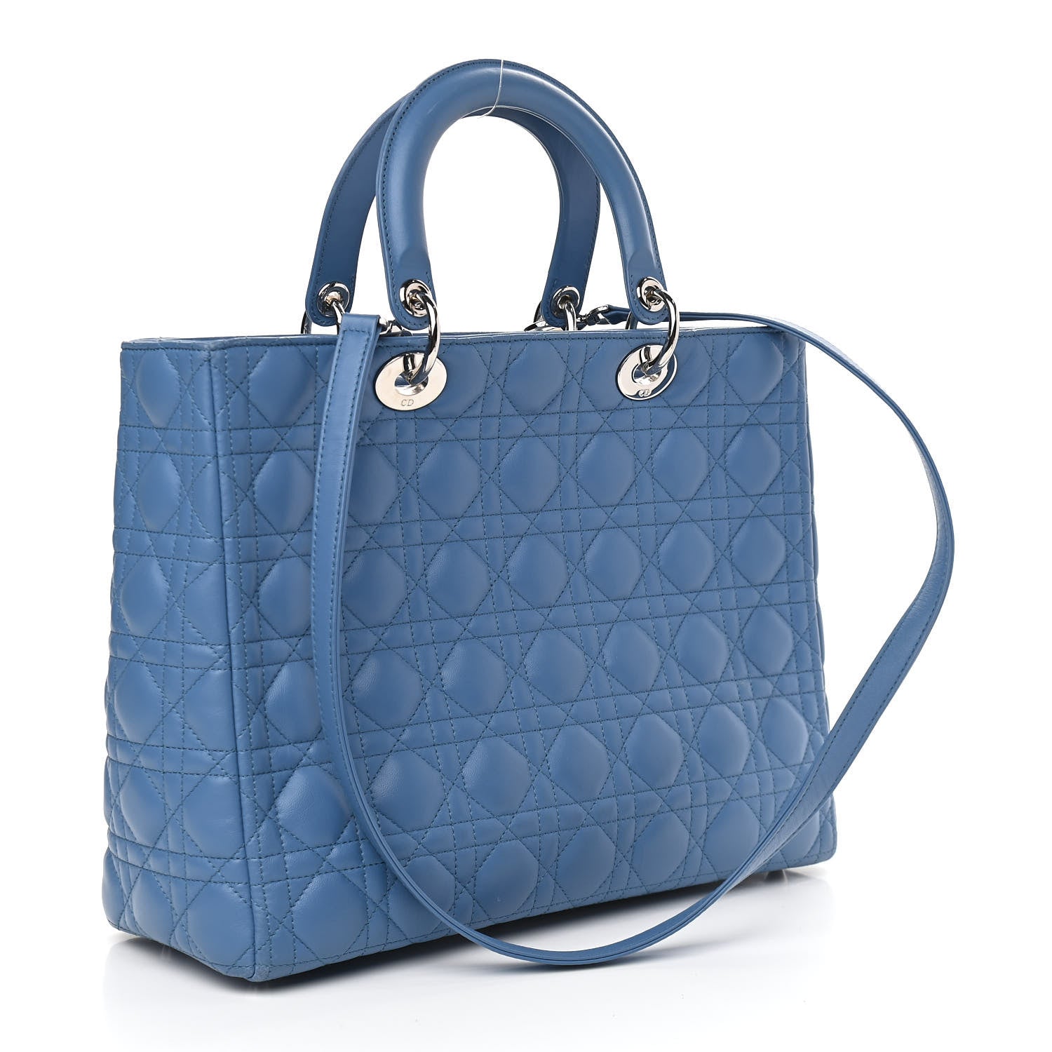 Christian Dior Lambskin Cannage Large Lady Dior Denim 2 of 11