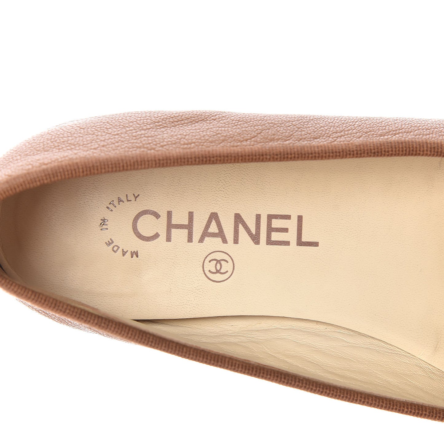 Patent Goatskin Cap Toe Ballerina Flats 37.5 Camel