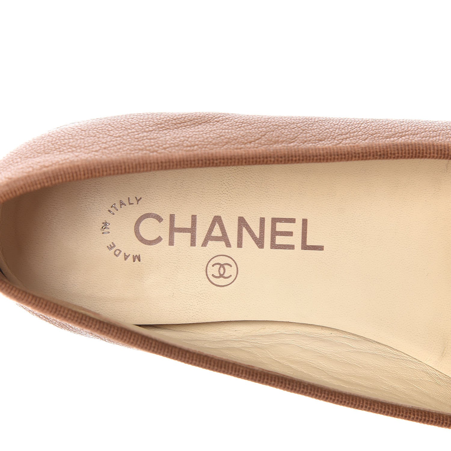 Chanel Patent Goatskin Cap Toe Ballerina Flats 37.5 Camel 9 of 18