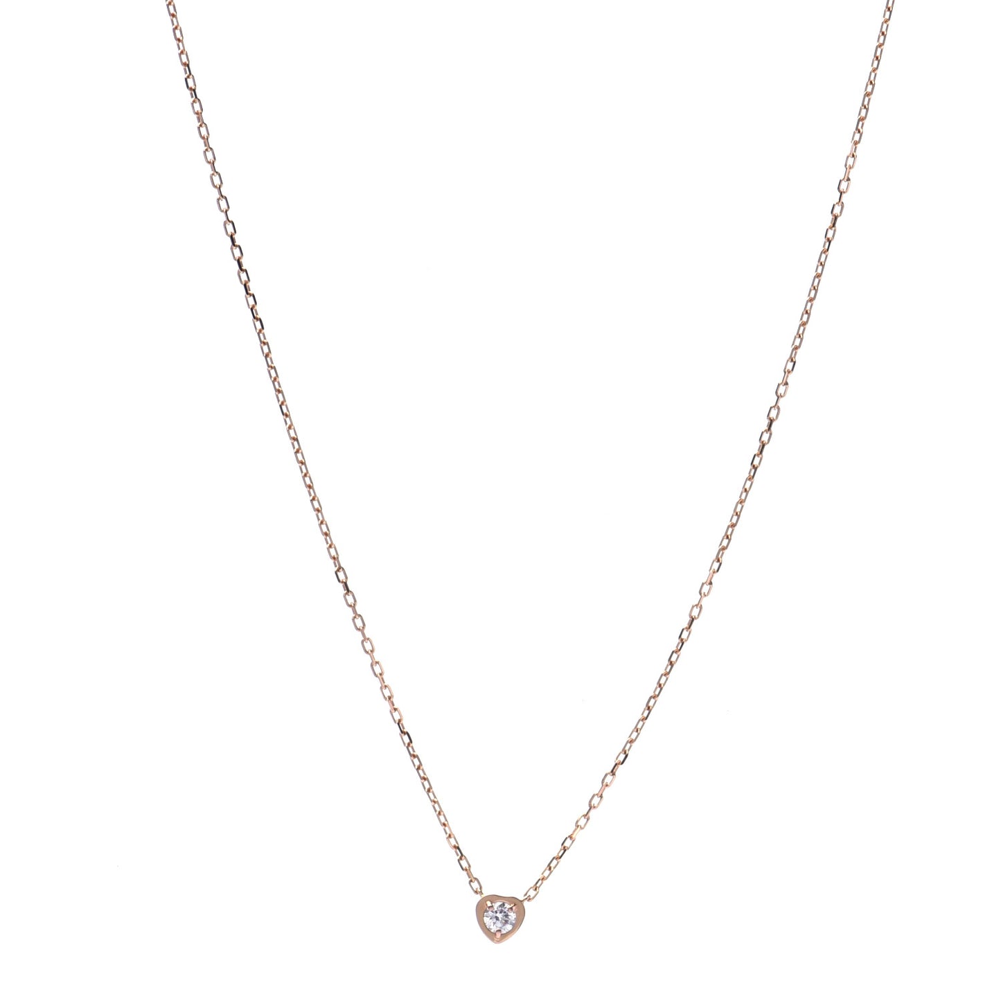 18K Pink Gold Diamond D'Amour Heart Pendant Necklace