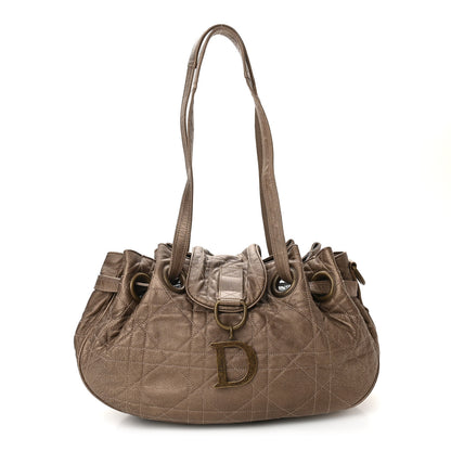 Christian Dior Metallic Lambskin Drawstring Cannage Flap Bag Bronze 1 of 10