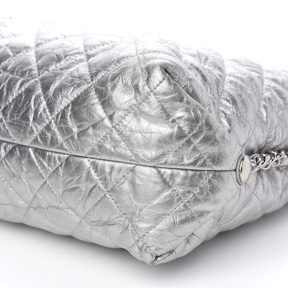 Chanel Metallic Crackled Calfskin Quilted Large Big Bang Hobo Silver 9 of 11