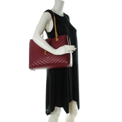 Saint Laurent Grain De Poudre Matelasse Chevron Monogram Shopping Bag Oxblood 2 of 7