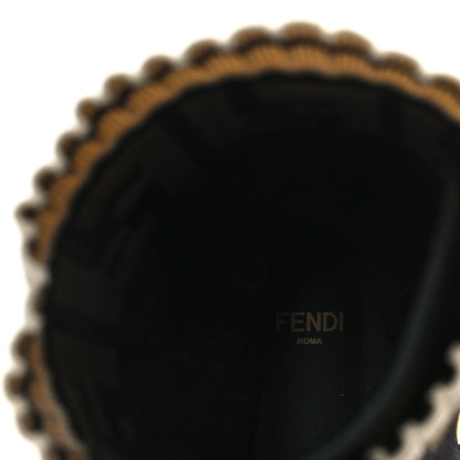 Fendi Calfskin Stretch Fabric Rockoko Biker Boots 41 Tobacco Black Marino 8 of 9