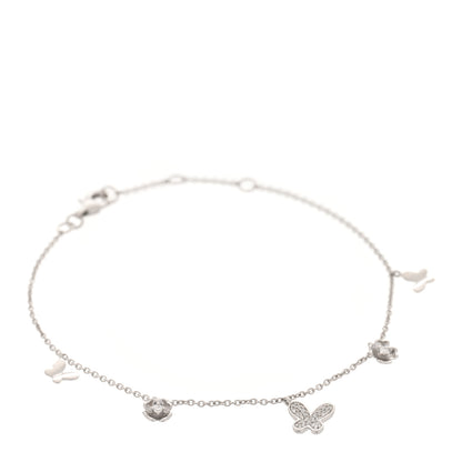 Parker & West by FASHIONPHILE 14K White Gold Diamond Butterfly Flower Charm Bracelet 1 of 4