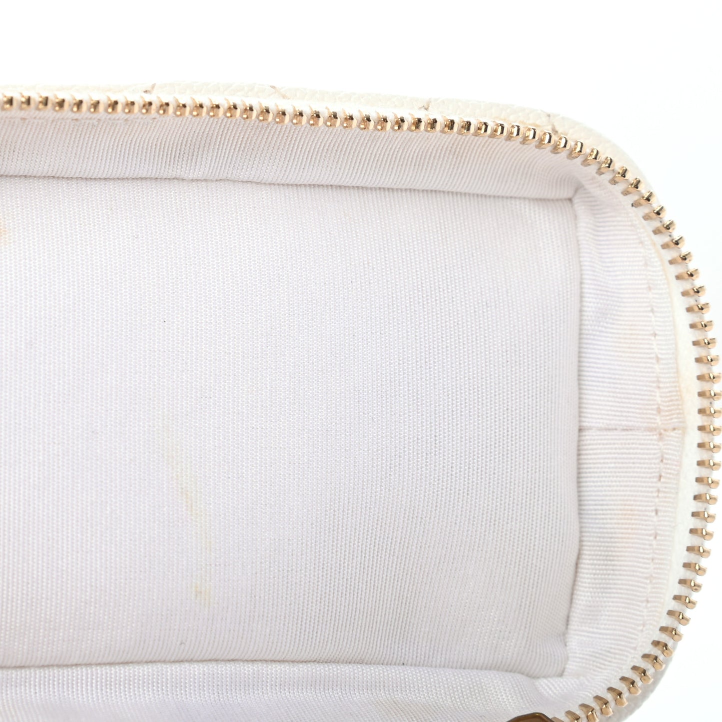 Caviar Quilted Mini Top Handle Vanity With Chain White