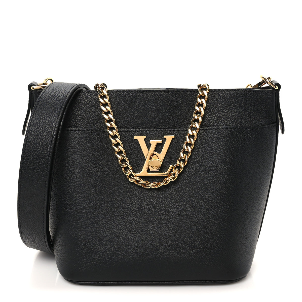 Louis Vuitton Calfskin Lock and Walk Bucket Black 1 of 9
