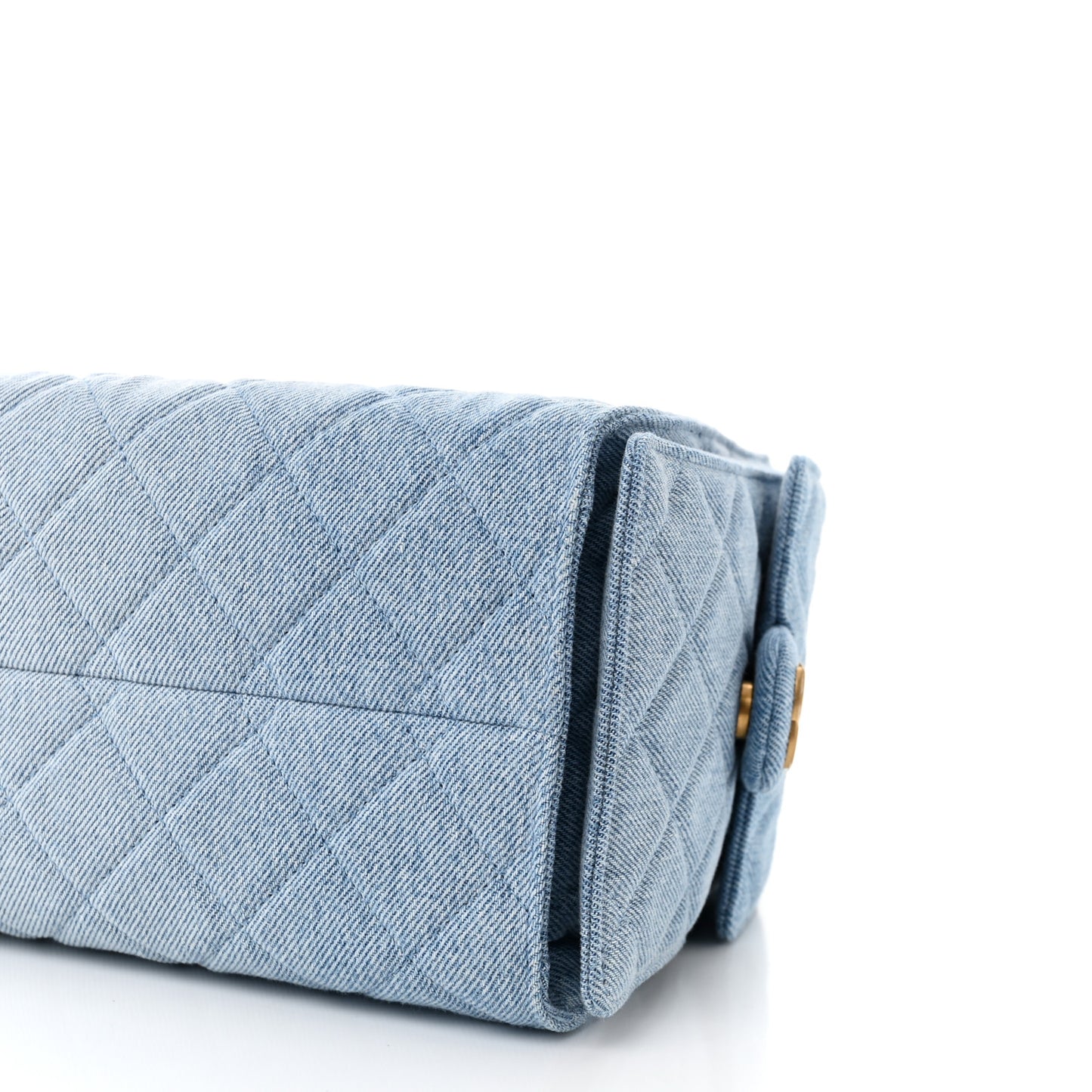 Washed Denim Quilted Small Chanel 25 Handbag Blue